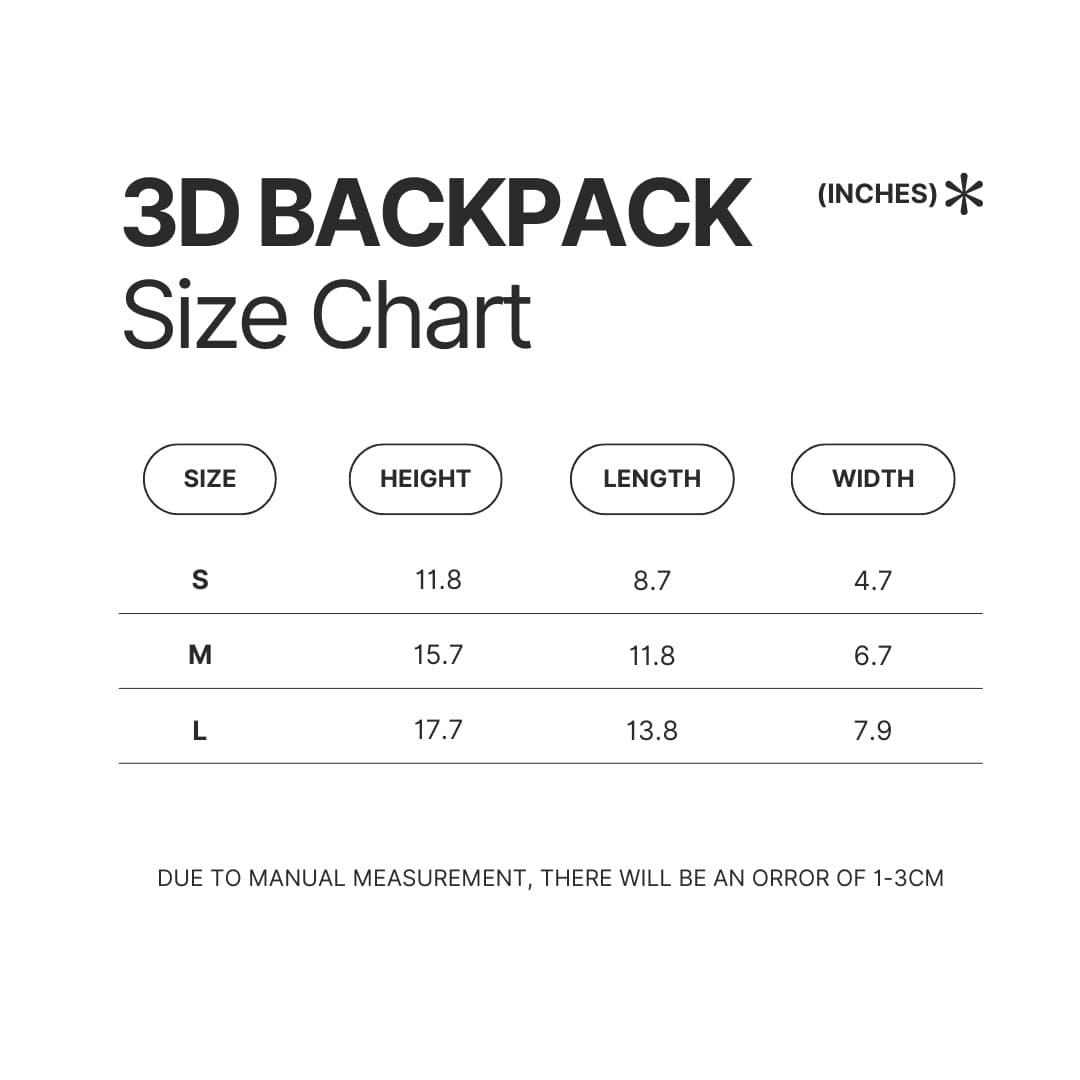 3D Backpack Size Chart - Rurouni Kenshin Shop