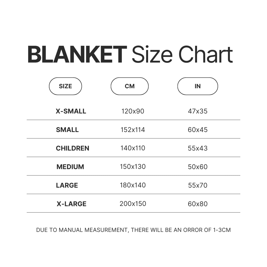Blanket Size Chart - Rurouni Kenshin Shop