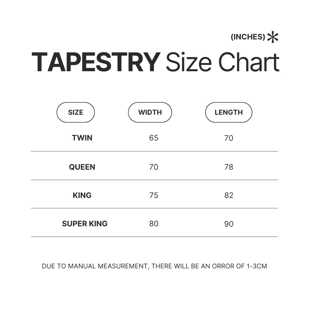 Tapestry Size Chart - Rurouni Kenshin Shop