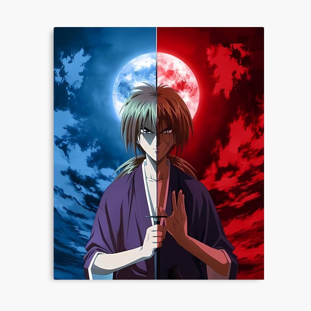 Rurouni Kenshin Himura Kenshin Blue And Red Poster