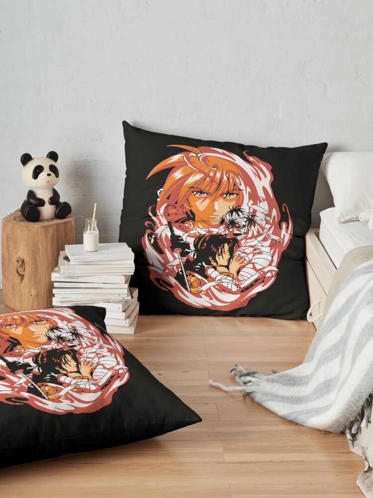Rurouni Kenshin Himura With Fire Throw Pillow - Image 2