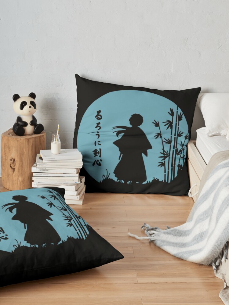 Rurouni Kenshin Blue V1 Tshirt Throw Pillow - Image 2