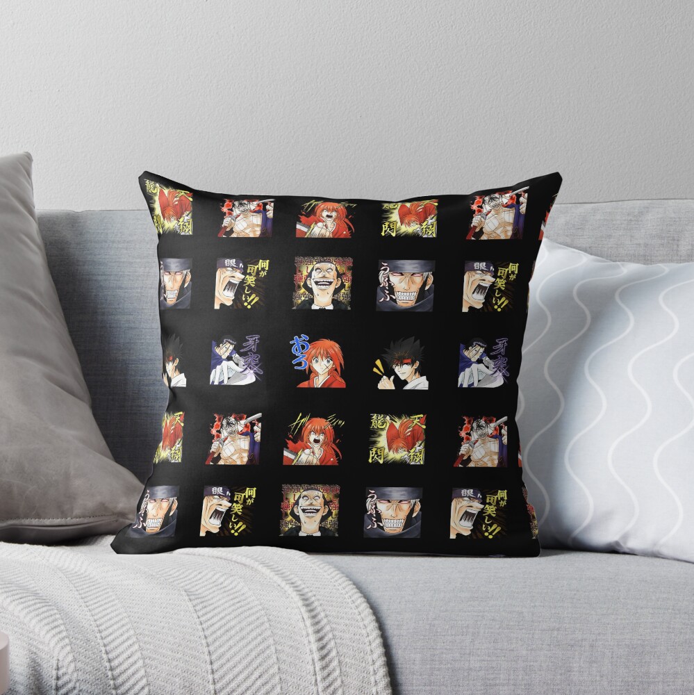 Rurouni Kenshin Pack Emotion Stickers Throw Pillow