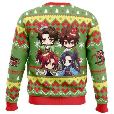Chibi Christmas Rurouni Kenshin Samurai X Ugly Christmas Sweater BACK mockup - Rurouni Kenshin Shop